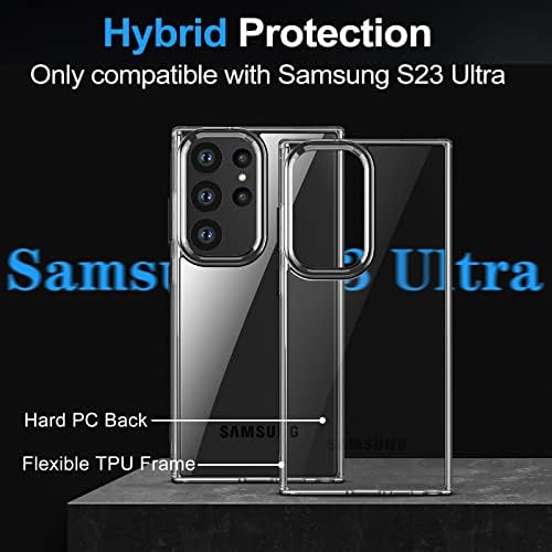 Qoosea Telefon Kılıfı için Samsung Galaxy S23 Ultra Kılıf Anti-Sararma Akrilik Sert Geri Yumuşak TPU Tampon Darbeye
