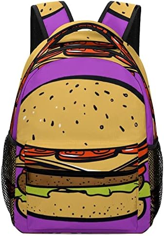 Fast Food Burger büyük kapasiteli Sırt Çantası Komik Baskılı Grafik 16in Okul Seyahat için