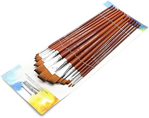 JAHH Boyama Kalem 13 adet Açılı Boya Fırçaları Profesyonel Uzun Saplı Boya Fırçası Eğik Şekil Suluboya Resim Yağı