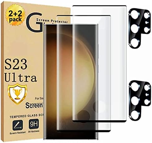 Micger Galaxy S23 Ultra Ekran koruyucu 【2 + 2 Paket】 2 Paket temperli cam Kamera Lens koruyucu, Uyumlu parmak izi,