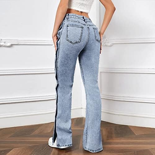 Kadın Düğmesi Yüksek Pantolon Cep Bel Elastik Pantolon Kot Kot Delik Gevşek kadın Kot Kadın Jean Ceket Artı