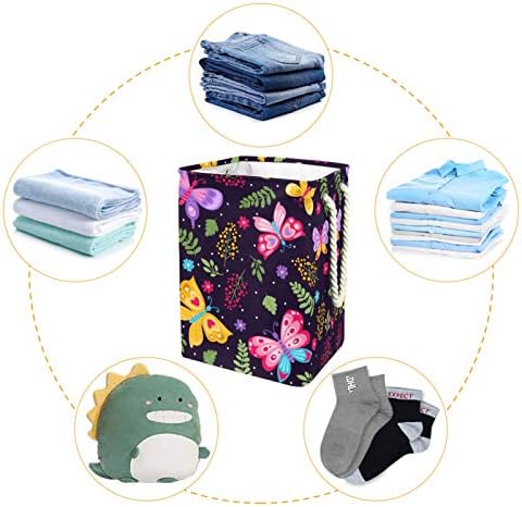 19.3 Bağlantısız çamaşır sepeti Kirli Giysiler Sepet Katlanabilir Ev Kreş Üniversite Daire Ofis Koyu Kelebekler Yaprakları