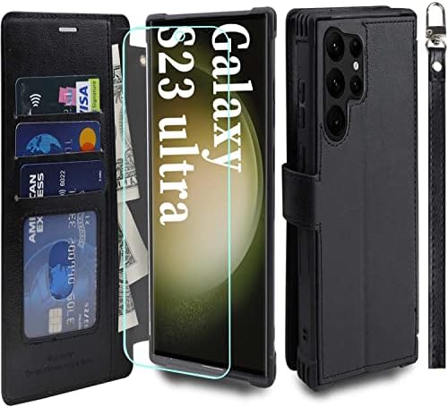 VANAVAGY Galaxy S23 Ultra 5G Cüzdan Kılıf Kadınlar ve Erkekler için, Samsung S23 Ultra Flip Deri Cep Telefonu Kılıfı
