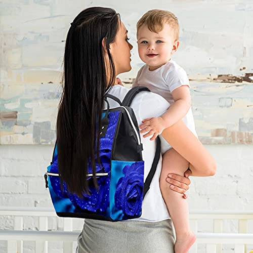 Mavi Gül bez bebek bezi çantaları Mumya Sırt Çantası Büyük Kapasiteli Bez Torba Hemşirelik Seyahat Çantası Bebek Bakımı