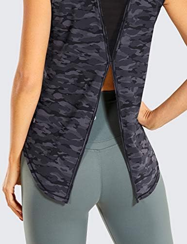 CRZ YOGA kadın Havadar Duygu Örgü Egzersiz Tankı Üstleri Kolsuz spor gömlekler Açık Kravat Geri Yoga Giysileri
