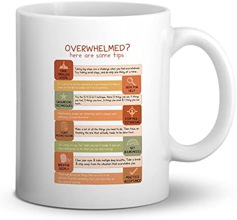 Bunalmış Ruh Sağlığı Kahve Kupa için DOTAİN İpuçları, Kahve Çay Süt için 11 Ons Çift Taraflı Seramik Kupa Bardak,