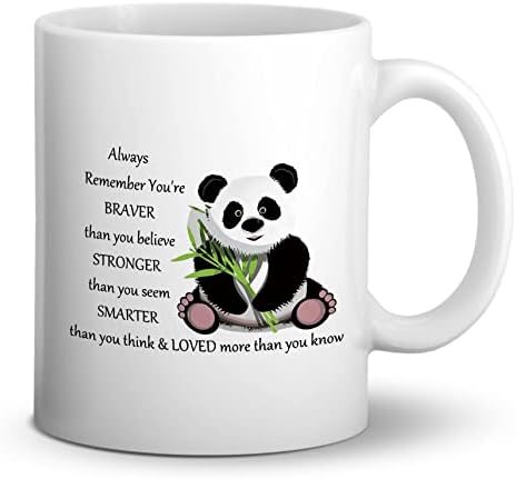 DOTAIN İlham Verici Alıntı Her Zaman İnandığınızdan Daha Cesur Olduğunuzu Unutmayın Sevimli Panda Kahve Kupa, Kahve