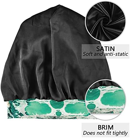 Kafatası Kap Uyku Kap Çalışma Şapka Bonnet Beanies Kadınlar için Okyanus Deniz Mermer Çizgili Soyut Yeşil Vintage