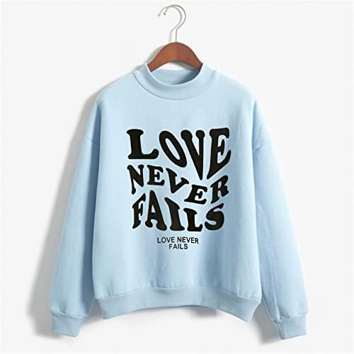 Aşk Asla Başarısız Tişörtü Raglan Crewneck Tops Moda Mektubu Baskı Uzun Kollu T Shirt Kazak Bluzlar