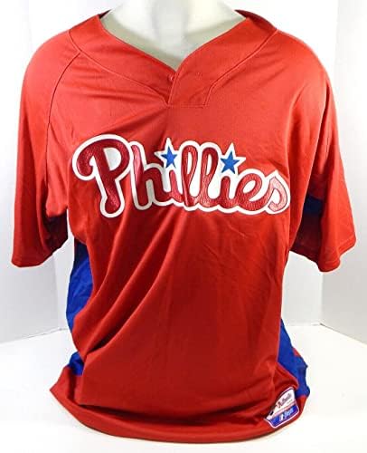 2007-10 Philadelphia Phillies Boş Oyun Çıkarılmış Kırmızı Forma BP ST 54 DP26141 - Oyun Kullanılmış MLB Formaları
