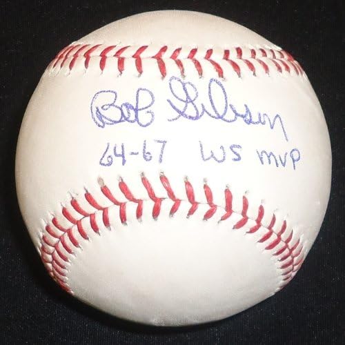 Bob Gibson İmzalı Beyzbol - 64-67 W MVP yazılı Resmi Büyük Lig Topu