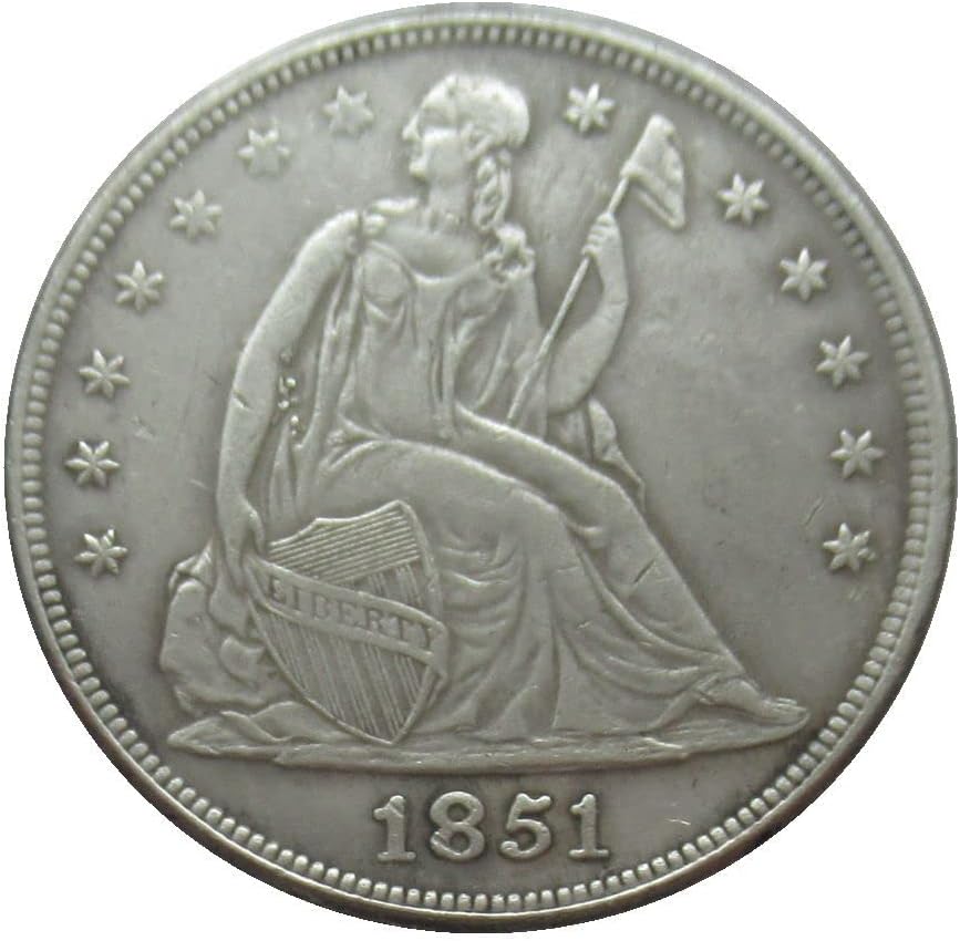 ABD $1 Bayrak 1851 Gümüş Kaplama Çoğaltma hatıra parası