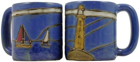 Bir (1) MARA STONEWARE KOLEKSİYONU - 16 Ons Kahve Fincanı Tahsil Akşam Yemeği Kupa-Deniz Feneri Tasarımı