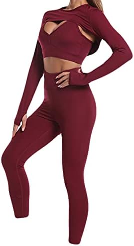 3 Adet Dikişsiz Kadın Yoga Seti Egzersiz Spor Salonu Spor Giyim Spor Uzun Kollu Tayt Yüksek Bel Tayt Spor Takım Elbise