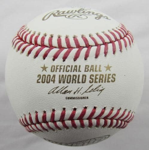 Pedro Martinez İmzaladı Rawlings 2004 Dünya Serisi Beyzbol w / Baban Kim-İmzalı Beyzbol Topları