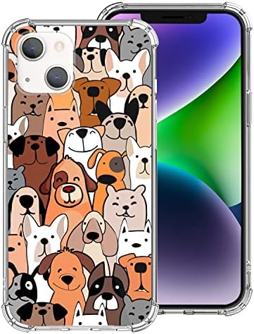 Merhaba Uzay iPhone 14 ile Uyumlu Kılıf 2022 6.1 inç, Köpek Karikatür Ultra İnce Şeffaf Esnek TPU Tampon Darbeye Dayanıklı