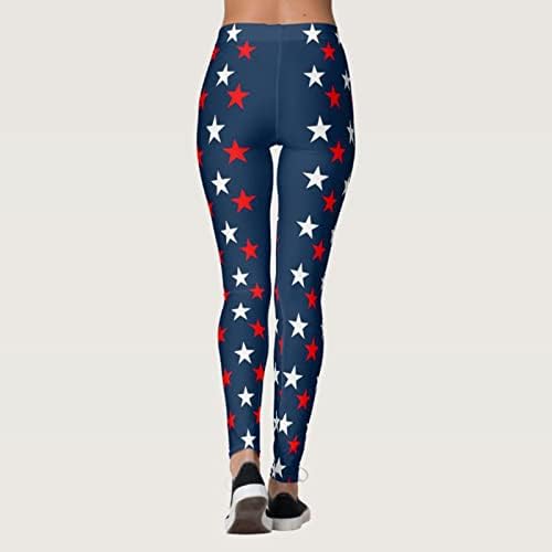 Kadınlar için Yoga Taytı Yüksek Belli Vatansever Yıldız Çizgili Pantolon Dikişsiz Hafif Atletik Tayt Pantolon Capri