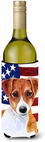 Caroline's Treasures BB9689LİTERK Jack Russell Terrier Vatansever Şarap Şişesi Hugger, Şişe Soğutucu Kol Hugger Makinede