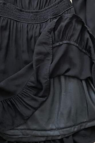 RİHBTESQ kızın Sevimli Kravat Geri Uzun Kollu Fırfır Etek Kapalı Omuz A Line Flare Elbise