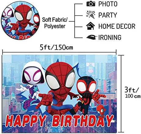 Mutlu Doğum Günü Tema Kırmızı Örümcek Adam Fotoğraf Backdrop Karikatür Çizgi Roman Tarzı Bina Sahneleri Fotoğraf Arka