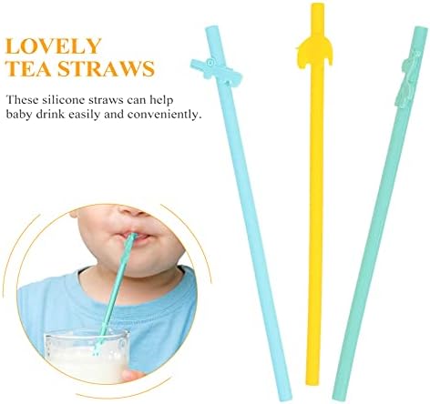 Hemoton 3 adet Silikon Bebek Diş Kaşıyıcı Payet çok kullanımlı içecek pipetleri Uzun Esnek Payet Temizleme Fırçası