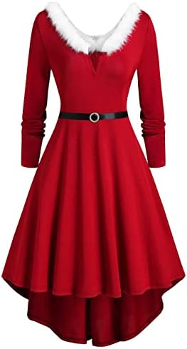 Elbise Kadınlar için 2022 Noel Kokteyl Elbiseleri Sevimli Baskılı Tatil Vintage Elbise Bayan Noel Baba Resmi Salıncak