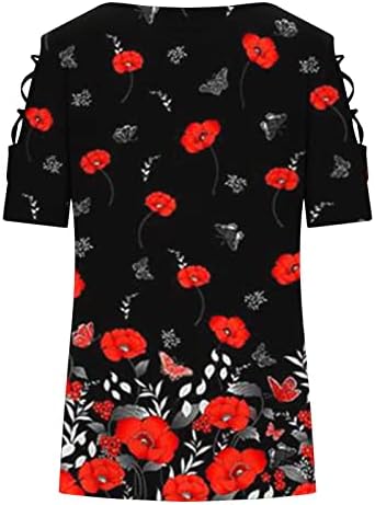 Bayan Üstleri Artı Boyutu Seksi Yaz T Shirt Criss Çapraz Kısa Kollu Soğuk Omuz Keyhole Bluz Tunik Oymak