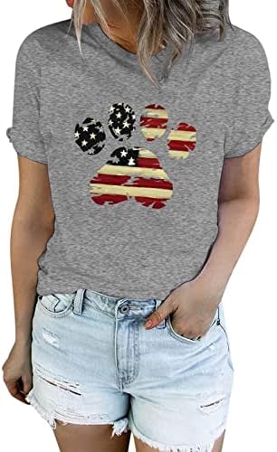 4th Temmuz Tişörtleri Gömlek Kadınlar için Kısa Kollu O-Boyun T-Shirt Amerikan Bayrağı Çizgili Kravat Boya Vatansever