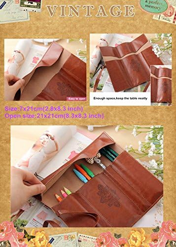 Alacakaranlık Retro bandaj sentetik deri kalem çantası kalem kutusu makyaj çantası (Koyu Kahverengi)