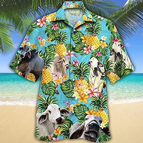Tropikal İnek Hawaii Gömlek Erkekler için Yaz İnek Düğme Aşağı Erkek Hawaii Gömlek Kısa Kollu Serisi 177