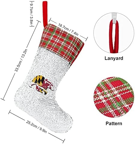 Maryland Eyalet Ayı Dağ Noel Çorap Sparkle Bling Bling Pullu Noel Tatil şömine mantosu Parti asılı dekorlar