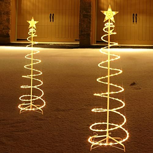 Açık Noel Süsleri, Noel Bahçe Süsleri, Kapalı Noel Süsleri için Uzaktan Kumandalı Sıcak Beyaz Noel Spiral Ağacını