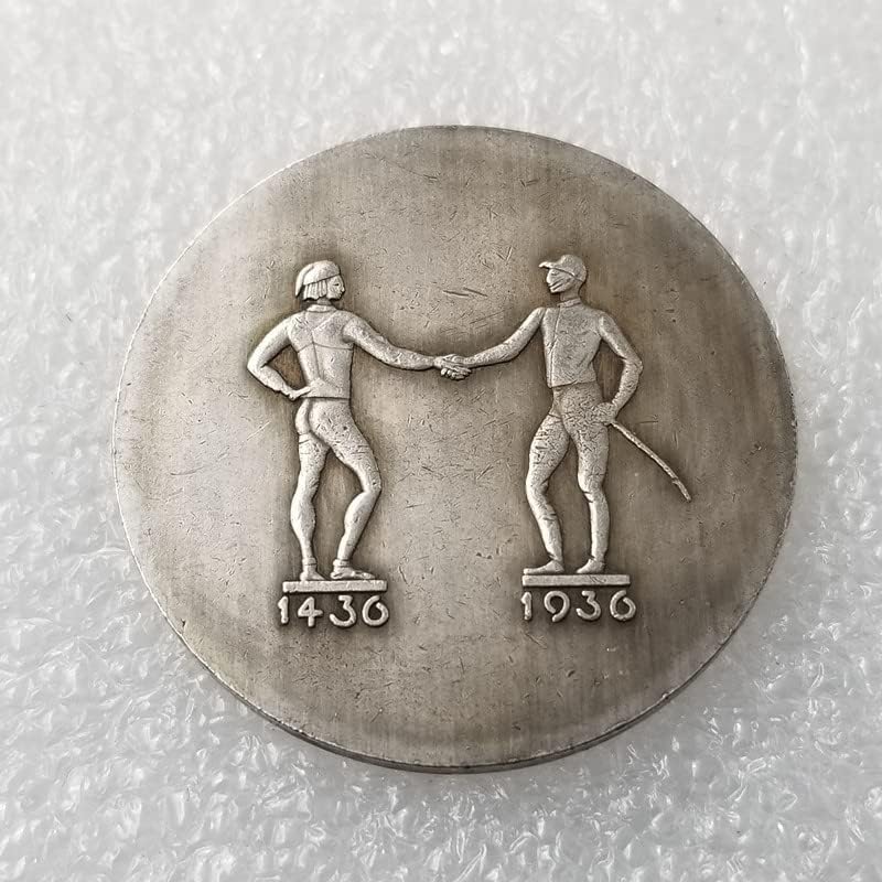 Antika El Sanatları 1436 1936 Alman Bakır Gümüş Kaplama Gümüş Dolar Gümüş Yuvarlak Yabancı Para 836-1