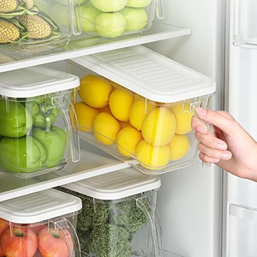 Buzdolabı Saklama Kapları, Ürün, Gıda, Sebze, Et ve Balık için Taze Tutmak için Saplı Muhafaza, İstiflenebilir Buzdolabı