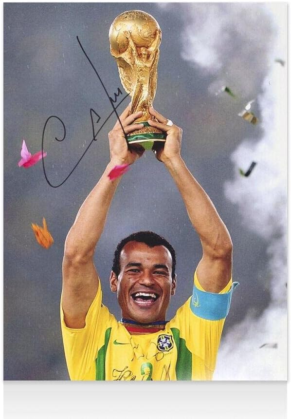 Cafu İmzalı Brezilya Fotoğrafı-2002 Dünya Kupası Galibi İmzası-İmzalı Futbol Fotoğrafları