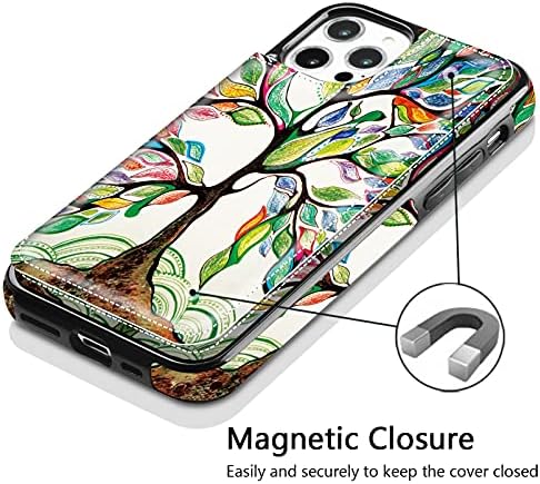 Hoofur iPhone 14 Pro Kılıf, Slim Fit Premium Deri Cüzdan Kılıfları Kart Yuvaları Darbeye Dayanıklı Folio Kapak Koruyucu