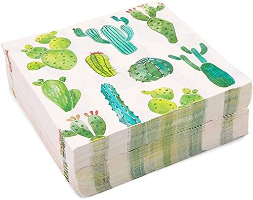 Fiesta Doğum Günü Partisi için Etli Kaktüs Kağıt Peçeteler (6,5 inç, 100 Paket)