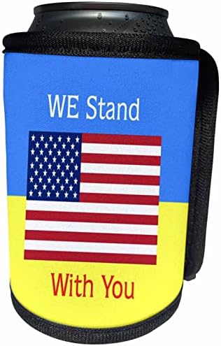 ABD Bayrağı Ve Mesaj İle Ukrayna Bayrağı 3dRose Görüntü - Can Soğutucu Şişe Wrap (cc_357337_1)