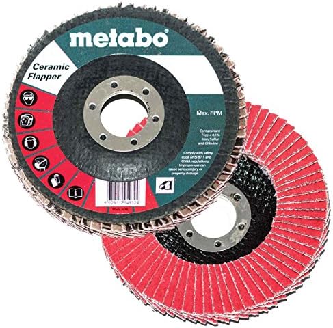 Metabo 629500000 6 x 7/8 Seramik Sineklik Aşındırıcılar Flap Diskler 60 Grit, 10 paket