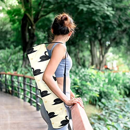 Zarif Siyah Kuğu Çift Aşk Kalp Sarı Yoga Mat Taşıma Çantası Omuz Askısı ile Yoga Mat Çantası Spor çanta Plaj Çantası