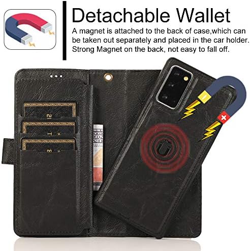 Auker 9 kart tutucu Flip Kickstand Bileklik Fermuar Çanta Kılıf Folio Kitap Deri Manyetik cüzdan Debriyaj Kaldırma