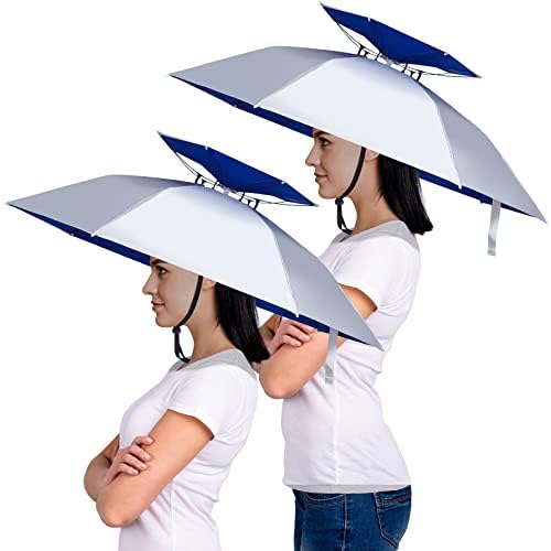 Amylove 2 Adet 37 Çap Büyük Şemsiye Şapka Yetişkinler Çocuklar için Çift Katmanlı Katlanır Kompakt UV yağmur koruyucu
