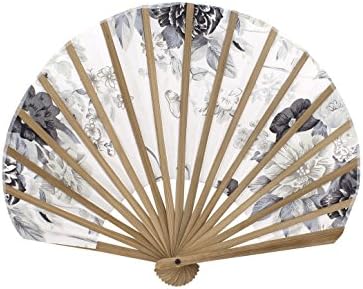 Qtqgoıtem Deniz Kabuğu Bambu Çerçeve Çiçek Deseni Katlanabilir El Fanı Açık Gri (Model: 362 4d0 3a1 fa5 3f9)