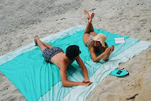 Recrelax Büyük Plaj piknik battaniyesi - 10ft X 9ft-Suya Dayanıklı Plaj Matı-Hafif Kompakt ve Dayanıklı - 4 Plastik