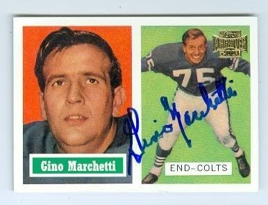 Gino Marchetti imzalı futbol kartı (Baltimore Colts) 2001 Topps Arşivleri 86-NFL İmzalı Futbol Kartları