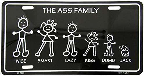 Eşek Aile Bilge Akıllı Tembel Öpücük Aptal Jack Siyah 6 x 12 Alüminyum Plaka İşareti - abd'de yapılan