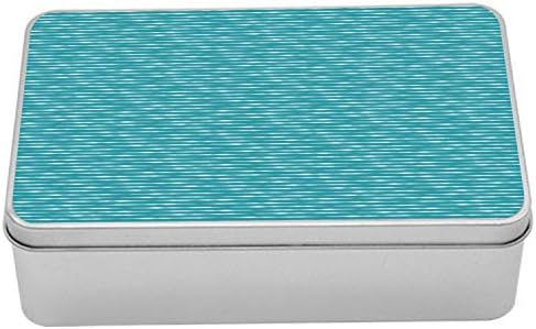 Ambesonne Deniz Mavisi Şerit Teneke Kutu, Tek Renkli Tasarımda Yatay Dalgalı Çizgiler Tasarım Deseni Gibi Elle Çizilmiş,
