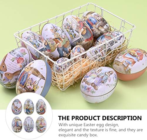NUOBESTY Paskalya Hediye Kutusu 6 pcs Paskalya Çerez Kutuları Teneke Şeker Kutusu Doldurulabilir Paskalya Yumurtaları