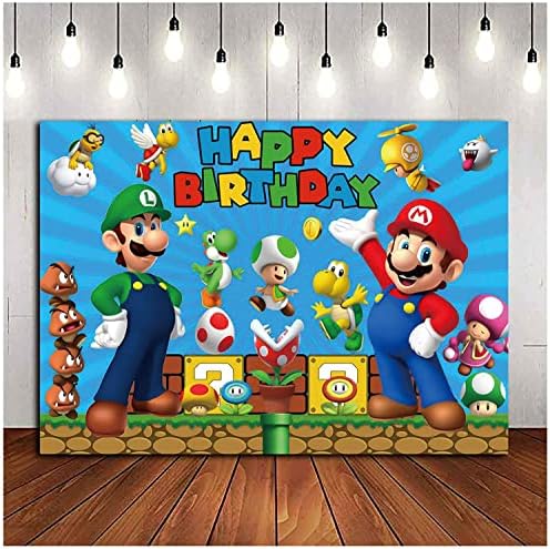 Süper Mario Altın Sikke Video oyunu Mutlu Doğum Günü Tema Fotoğraf Arka Planında 5x3ft Çocuk Boys Doğum Günü Partisi