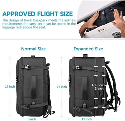 Seyahat Sırt Çantası, Laptop Sırt Çantası, Erkekler Kadınlar için USB Şarj Portu ile büyük Bookbag, TSA Suya Dayanıklı